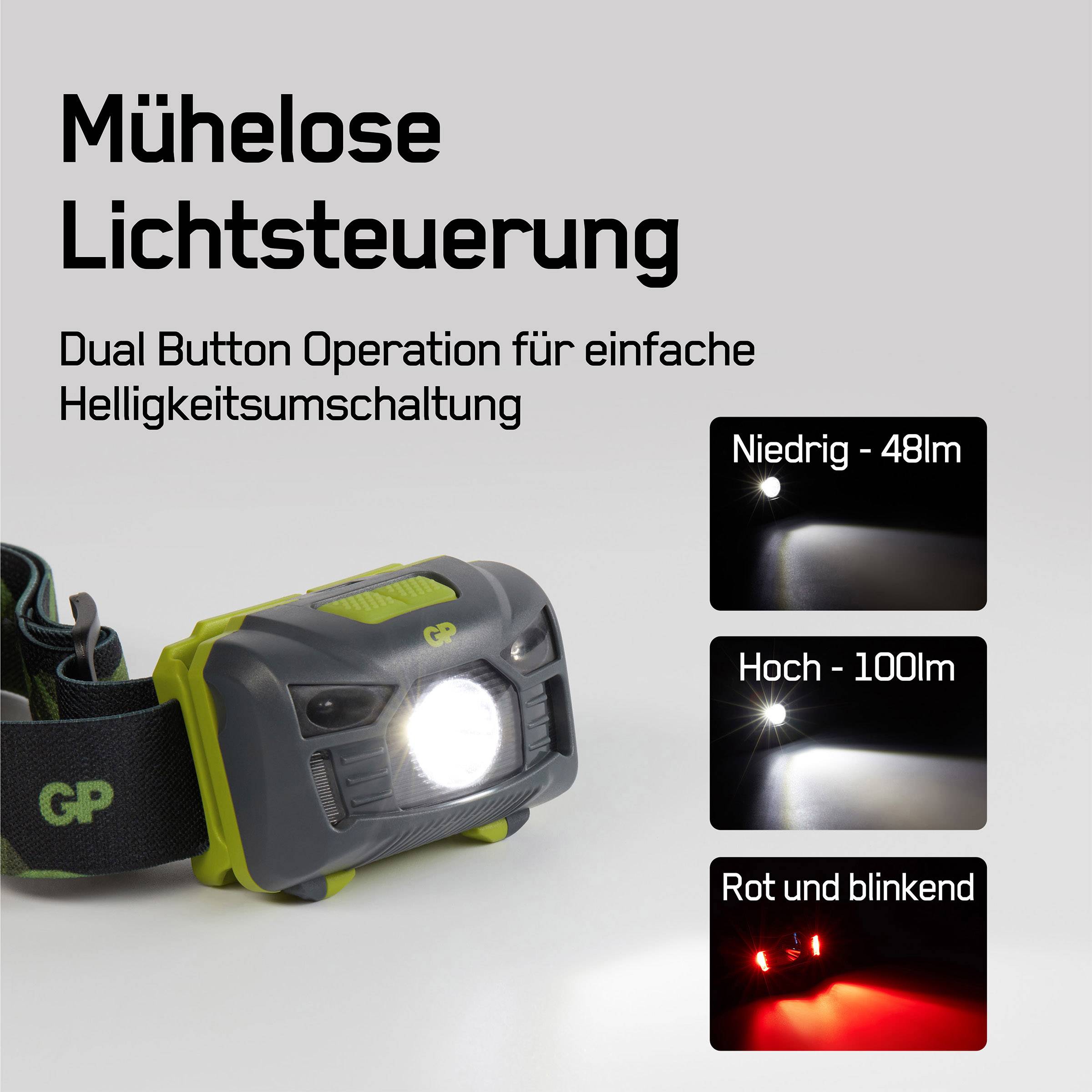 Lampe frontale LED GP Discovery CH34 100 lm 20 h 260GPACTCH34000-1