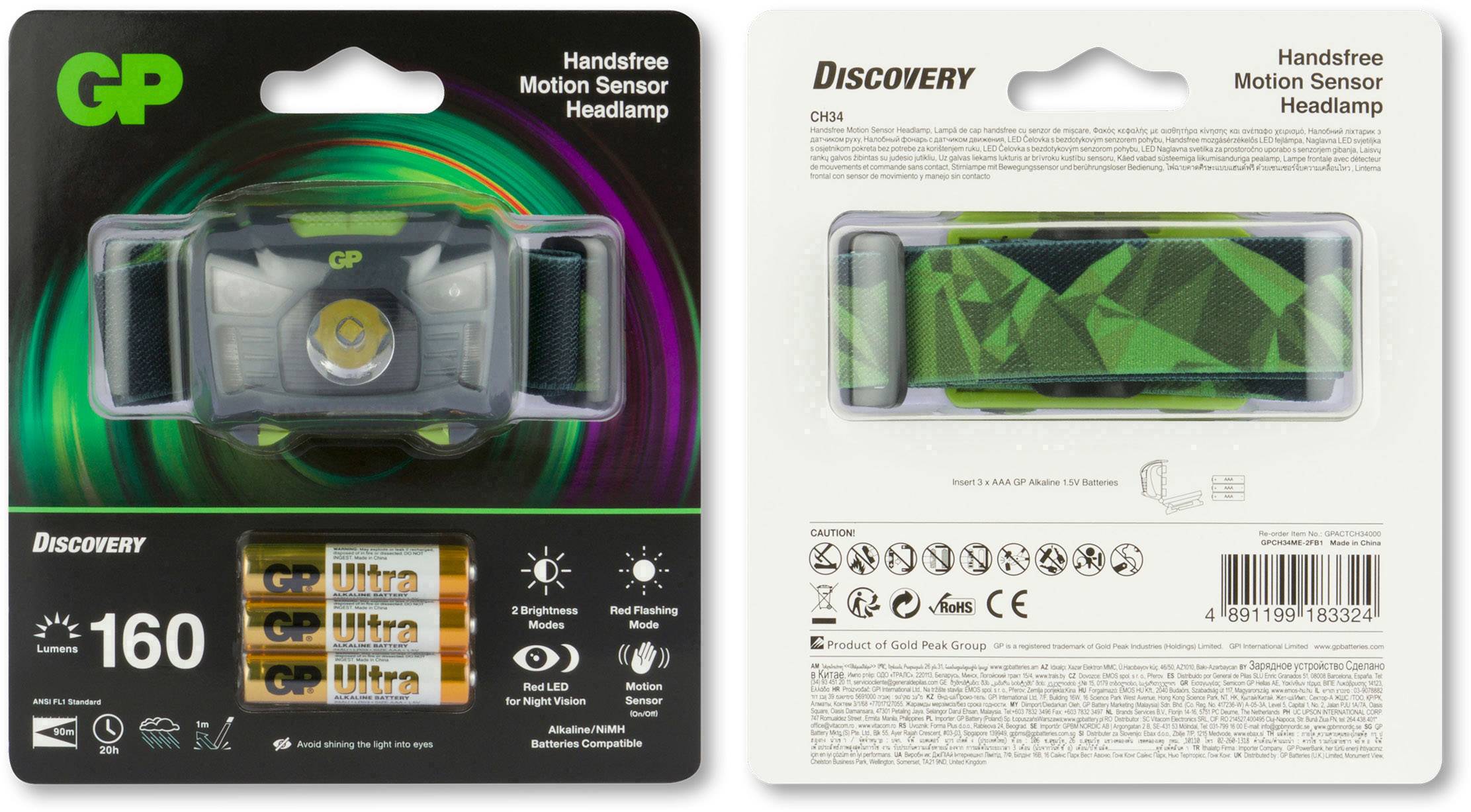 Lampe frontale LED GP Discovery CH34 100 lm 20 h 260GPACTCH34000-6