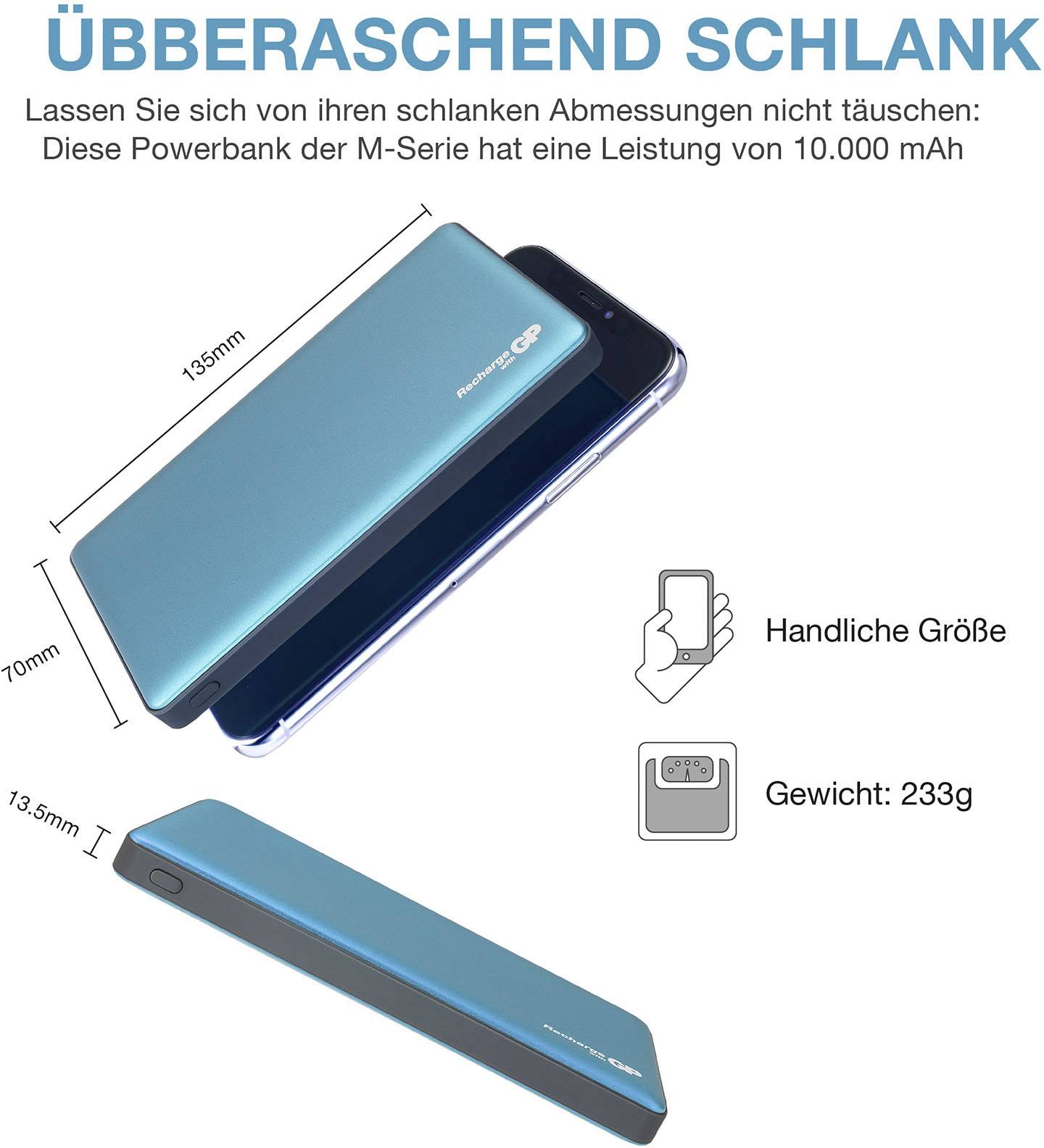 GP MP10MA Powerbank (batterie supplémentaire) 10000 mAh Li-Ion bleu-1