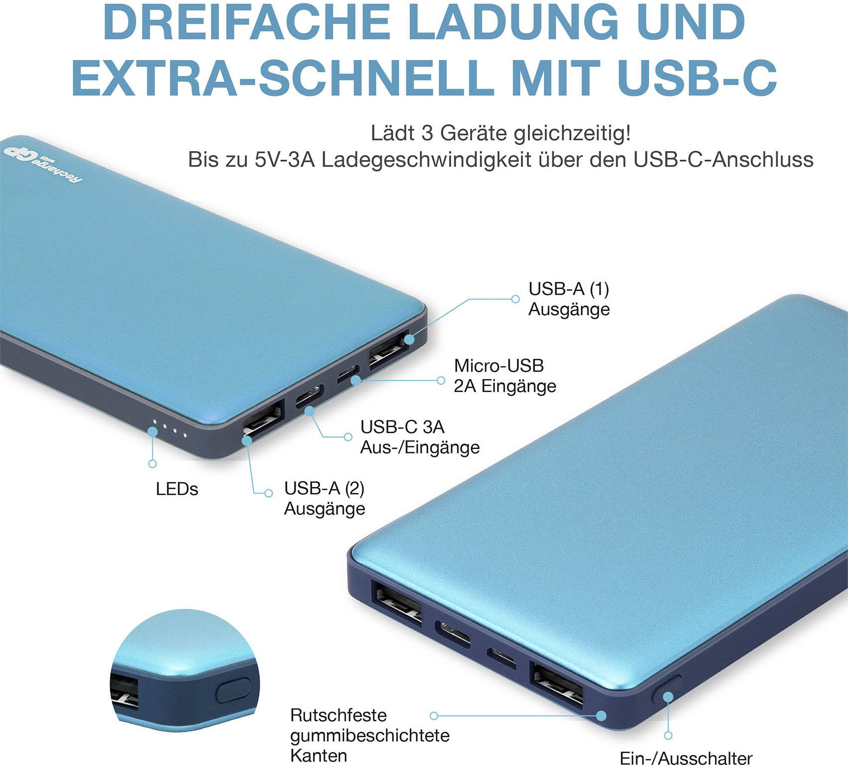 GP MP10MA Powerbank (batterie supplémentaire) 10000 mAh Li-Ion bleu-3