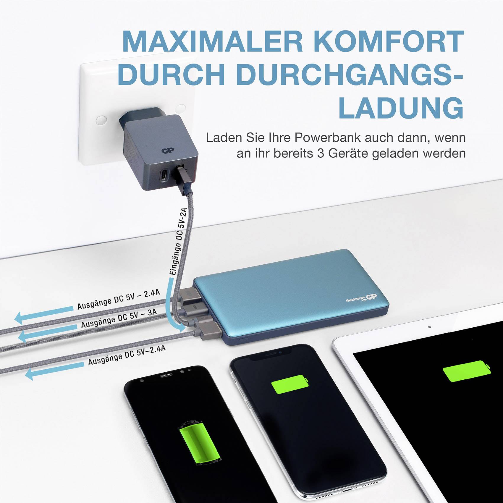 GP MP10MA Powerbank (batterie supplémentaire) 10000 mAh Li-Ion bleu-4