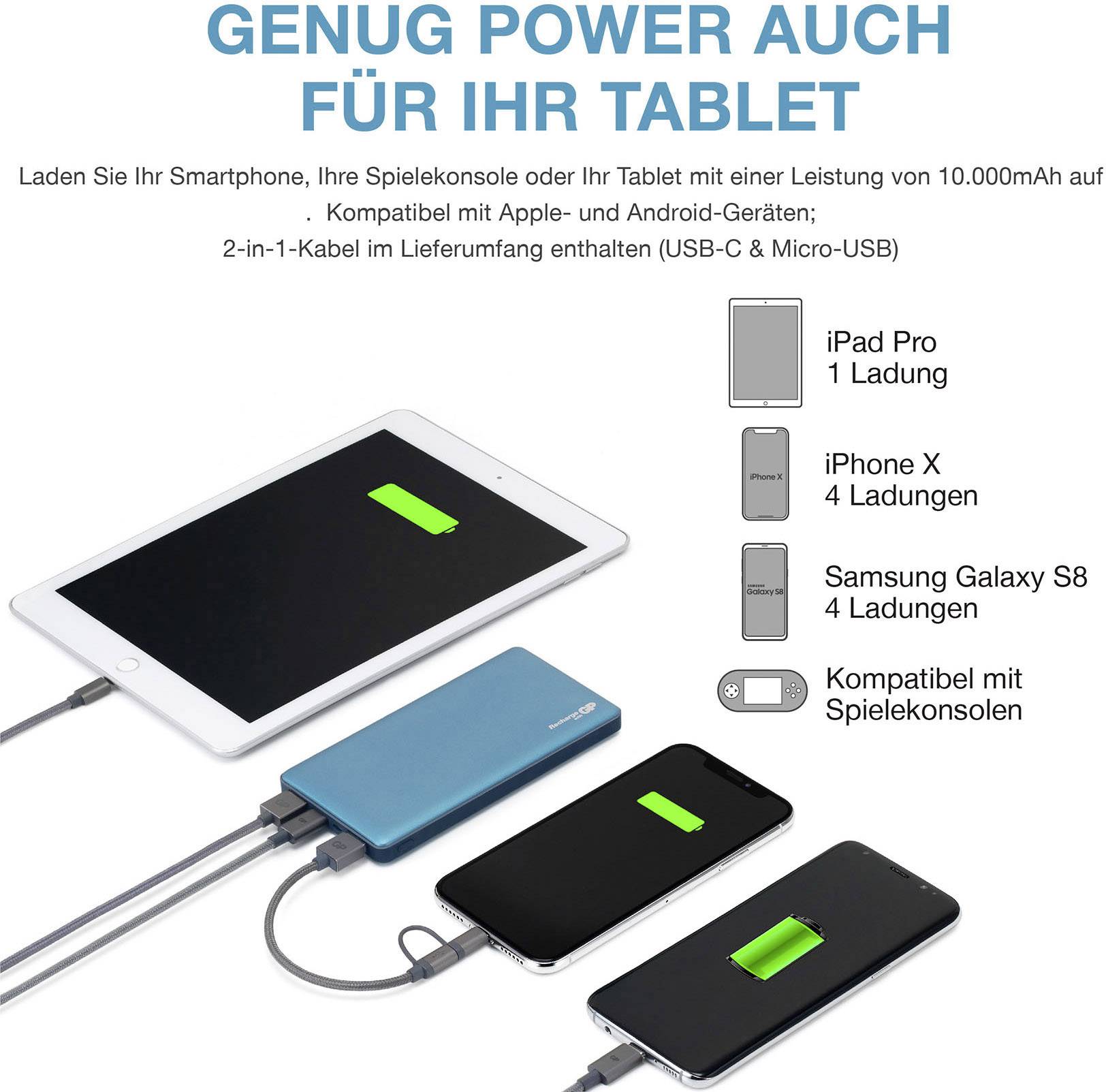 GP MP10MA Powerbank (batterie supplémentaire) 10000 mAh Li-Ion bleu-14