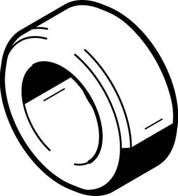 Dessin en noir et blanc d'un rouleau de ruban adhésif, légèrement incliné.