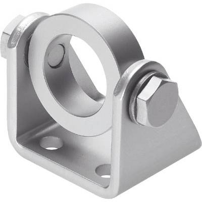 Boîtier de palier métallique avec ouverture cylindrique et deux fixations par vis. Adapté aux applications mécaniques.