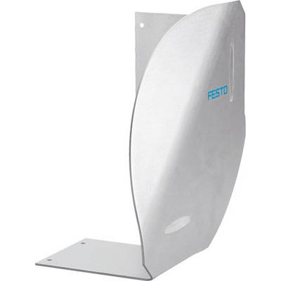 Un angle métallique argenté à la forme incurvée, monté sur une base. Le logo 'Festo' est visible sur le dessus.