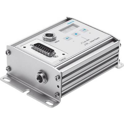 Un dispositif électronique compact et rectangulaire doté d'un écran, de touches et de connexions. Il est utilisé pour le contrôle ou la communication dans des applications techniques.