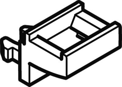 'Dessin technique en noir et blanc d'une pièce mécanique rectangulaire avec un système de vissage latéral et une fonction de verrouillage.'