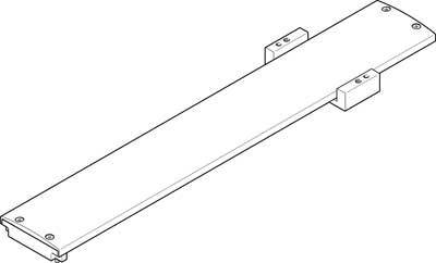 Dessin technique d'une poutre métallique rectangulaire avec deux supports.