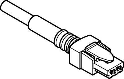 Dessin d'un câble Ethernet avec sa prise, couramment utilisé pour les connexions réseau.