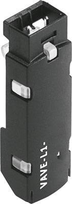 Adaptateur électrique rectangulaire noir avec marquage 'VAVE-1-L1', illustrant la fonctionnalité de connexion électronique.