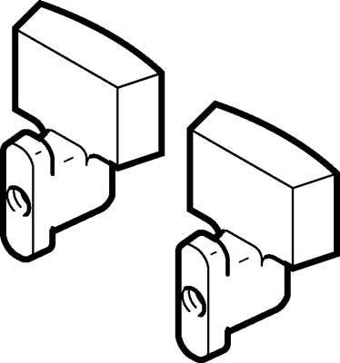 Deux représentations schématiques de clés de porte vues de côté, avec des détails en contour et des bords cylindriques.
