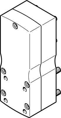 Un dessin technique d'un boîtier rectangulaire pourvu de plusieurs vis sur les côtés, probablement destiné à des composants électroniques.