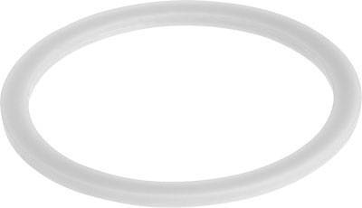Un anneau de caoutchouc blanc et rond sur un fond clair.