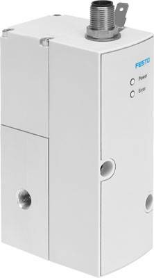 Module de ventilation de Festo, forme rectangulaire avec deux raccordements ; voyants LED pour 'Power' et 'Erreur'.