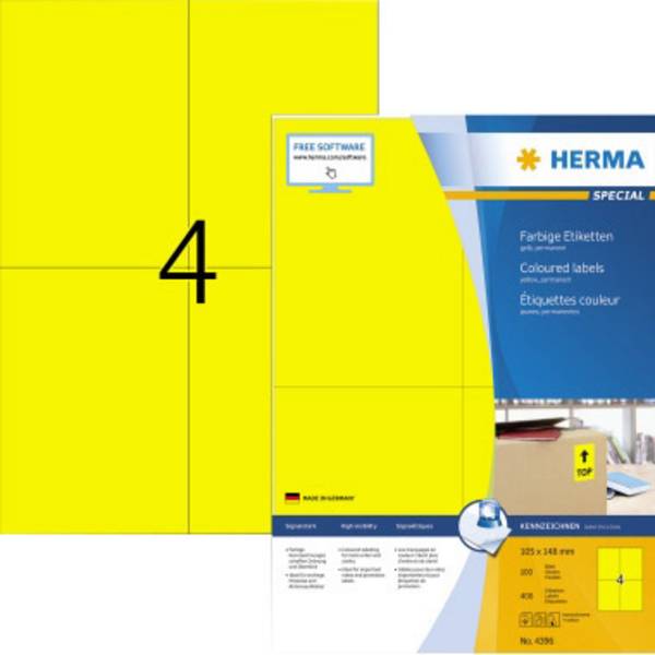 Herma 4396 Etiquette universelles 105 x 148 mm papier jaune 400 pc(s) fixation permanente  imprimante à jet d'encre, imprimante laser, imprimante laser couleur, photocopieuse, photocopieuse couleur