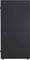 Un réfrigérateur noir rectangulaire au design moderne et minimaliste. Les parties supérieure et inférieure sont dépourvues de poignées visibles.