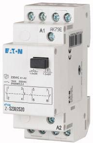 Un dispositif de commutation électrique blanc d'Eaton avec plusieurs connexions et interrupteurs, modèle Z-S230/ZS20, conçu pour des applications industrielles.