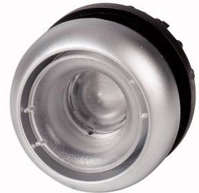 Une entrée d'air en argent de forme cylindrique, avec une finition métallique lisse et brillante et un bord noir.