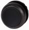 Bouton-poussoir noir avec un bord rond brillant et un centre mat.