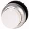 Un bouton rotatif rond en argent sur un fond blanc, ressemblant à un bouton de volume ou un interrupteur.