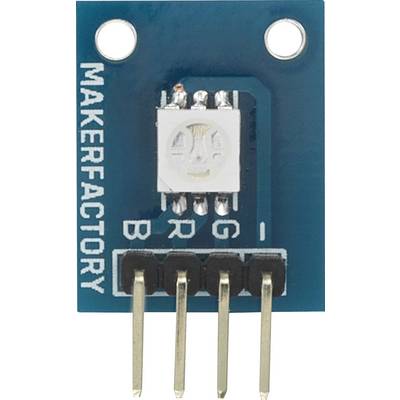 Module de capteur avec LED RVB de Makerfactory. Montre les broches pour R, V, B et GND sur une carte bleue.