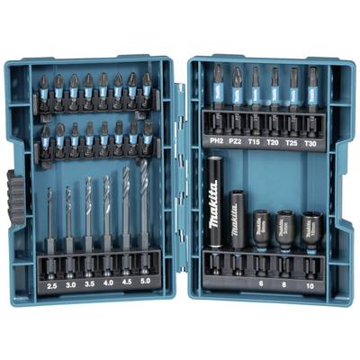 Une valise ouverte contenant un ensemble de forets et d'embouts de vissage de différentes tailles, tous soigneusement rangés dans des supports.
