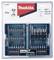 'Ensemble d'embouts de tournevis Makita, 35 pièces, comprenant différents types d'embouts et de douilles. L'emballage présente les détails du produit et le logo.'
