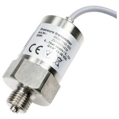 Transmetteur de pression métallique avec raccord fileté et câble attaché, étiqueté pour la mesure de pression, probablement pour un usage industriel.