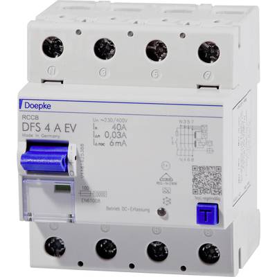 Doepke 09134818 DFS4 040-4/0,03-EV 4polig 40/0,03A Interrupteur différentiel à courant résiduel  A   4 pôles 40 A 0.03 A