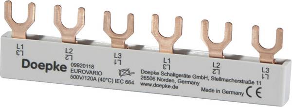 Doepke 09920118 Rail de phase DOEPKE EV-S G 3.6.120 Rail de phase   multicolore  10 mm² 63 A  690 V   1 pc(s)