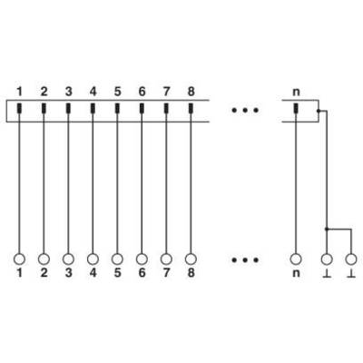 Schéma d'un interrupteur automatique d'éclairage d'escalier avec des entrées 1 à n. Montre le câblage pour différentes positions de commutateur.