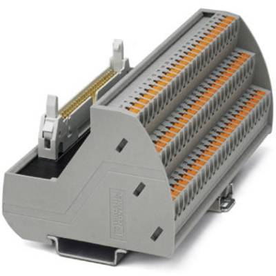 Barrette de connexion grise, multicouche, avec des emplacements orange. Relie les conducteurs électriques dans les tableaux de distribution.
