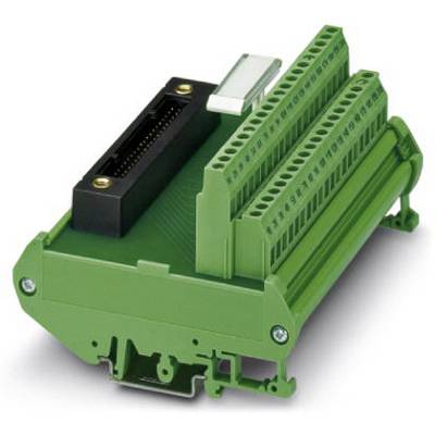 Connecteur électrique vert avec bornes à vis et un insert noir. Adapté pour les connexions électroniques industrielles.