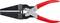 Pince agrafeuse manuelle avec poignées noires et rouges, pour agrafer du papier.