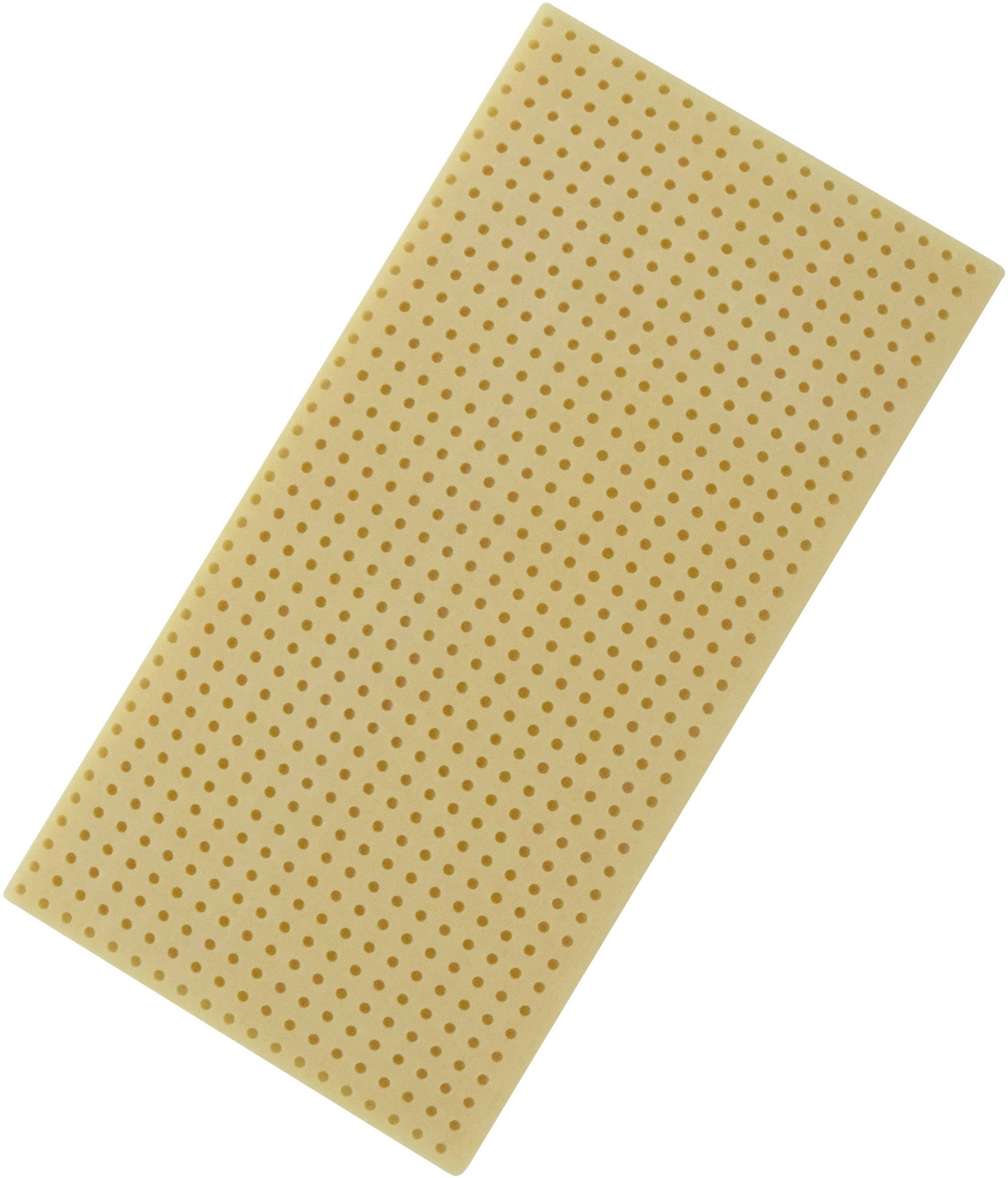 Une plaquette de bakélite beige avec de nombreux petits trous, utilisée pour la fabrication de circuits électroniques.
