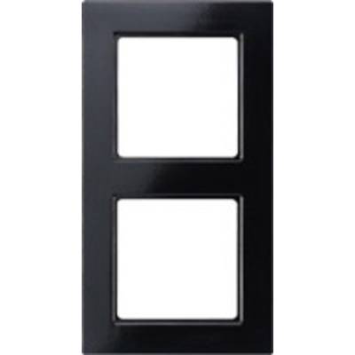 Cadre noir double pour interrupteurs ou prises électriques, orienté verticalement.