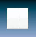 Un interrupteur blanc à deux interrupteurs sur un fond bleu.