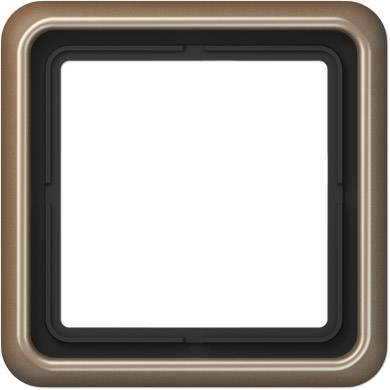 Cadre en cuivre avec bordure intérieure noire, ouverture carrée au centre.