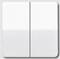 Un interrupteur double blanc sur un mur. L'interrupteur possède deux surfaces rectangulaires servant à mettre en marche et à éteindre des appareils.