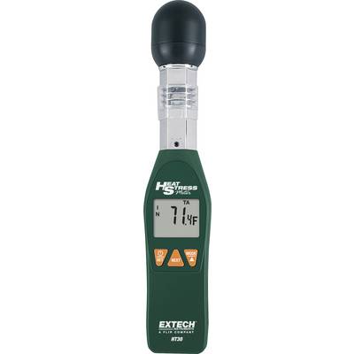 Un appareil de mesure du stress thermique vert affiche '71,4 °F' sur son écran. Un capuchon noir est fixé sur le dessus.