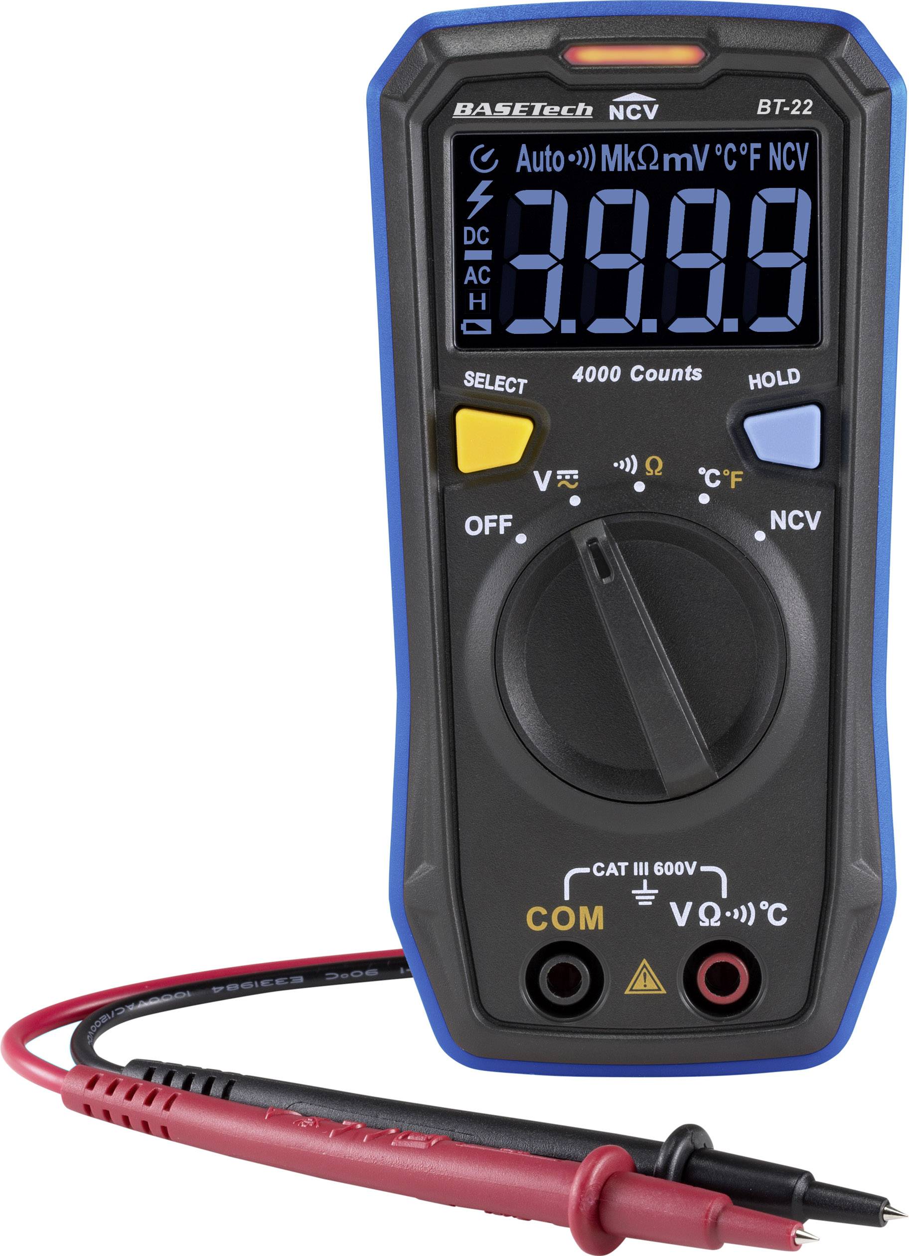 Basetech BT-22 Multimètre numérique CAT III 600 V Affichage (nombre de points): 4000