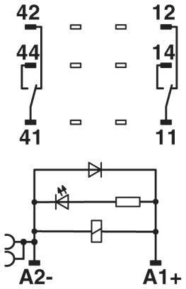 Phoenix Contact RIF-2-RSC-LDP-24DC/2X21 Module relais Tension nominale: 24 V/DC Courant de commutation (max.): 10 A 2 in-4