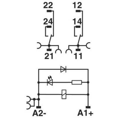'Graphique montrant un schéma électrique : deux interrupteurs montés en parallèle en haut, diode, résistance et circuits électroniques reliés en bas.'