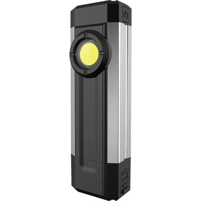 Lampe LED portable de forme rectangulaire avec une lumière jaune brillante au centre. Un bouton marche/arrêt est visible en haut de l'appareil.