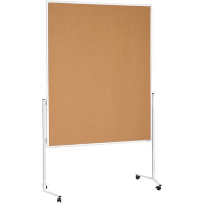 Grande planche mobile avec revêtement en liège marron sur un support blanc, adaptée aux présentations ou aux notes.