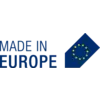 Inscription « FABRIQUÉ EN EUROPE » avec logo en forme d'étoiles bleu similaire à celui de l'UE sur une étiquette oblique.