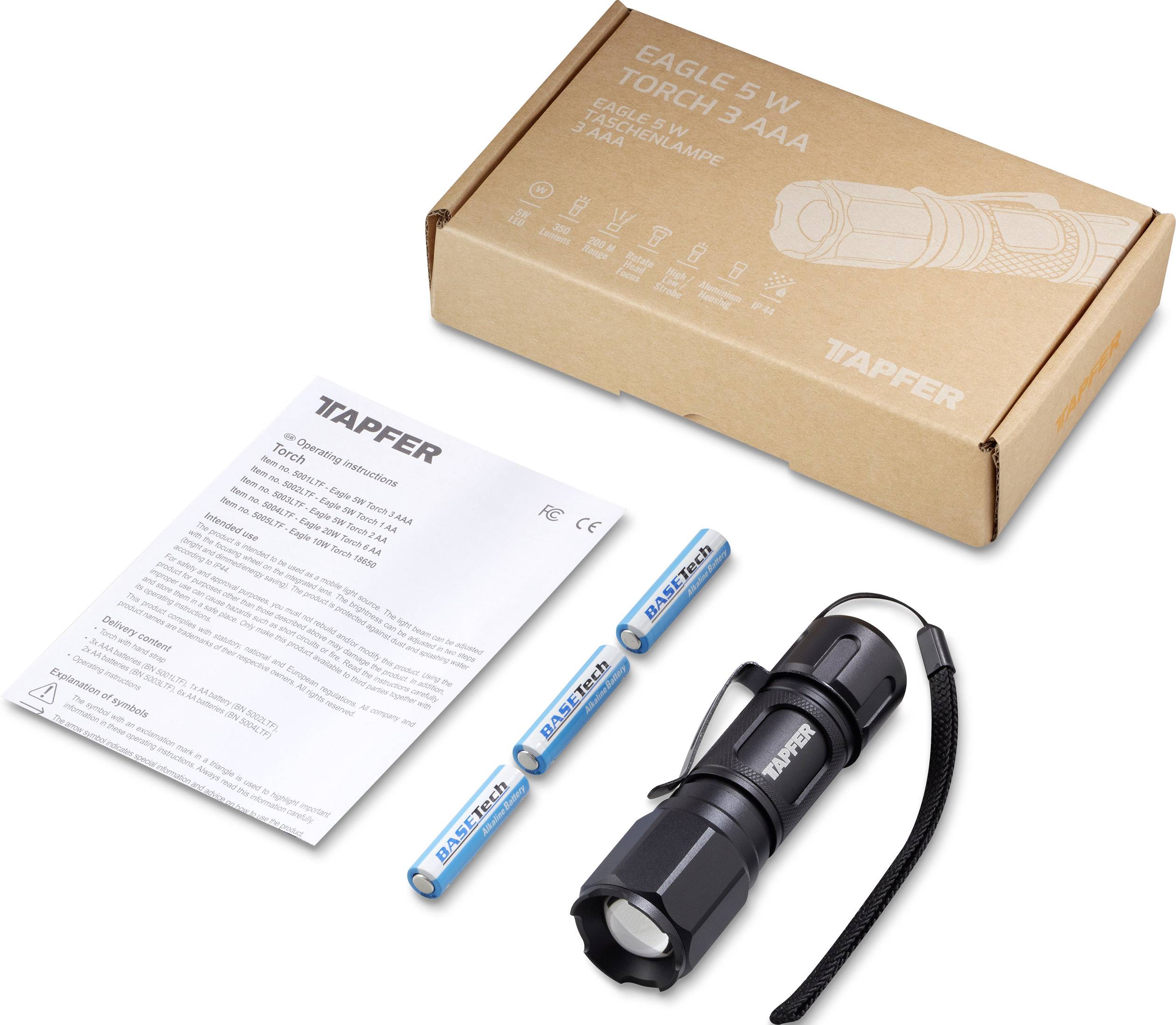 Tapfer 5001LTF LED Lampe de poche taille du point réglable, avec clip ceinture à pile(s) 350 lm 116 g-6