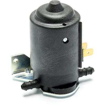 Une vanne cylindrique noire avec deux raccordements et un support métallique. Utilisée pour contrôler les flux de liquides.