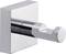 Crochet mural chromé individuel avec plaque de fixation carrée, surface brillante, adapté pour les serviettes ou les vêtements.