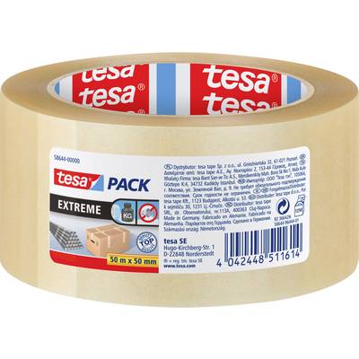 Rouleau de ruban adhésif de la marque 'tesa' pour emballages solides. 50 m x 50 mm. Adapté aux colis lourds.